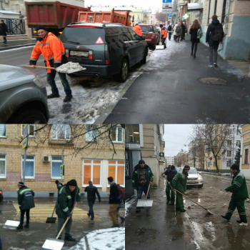 Первый снегопад в Москве